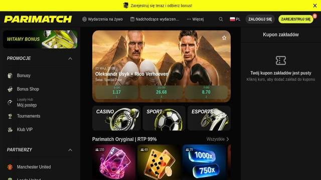 Parimatch casino screenshot